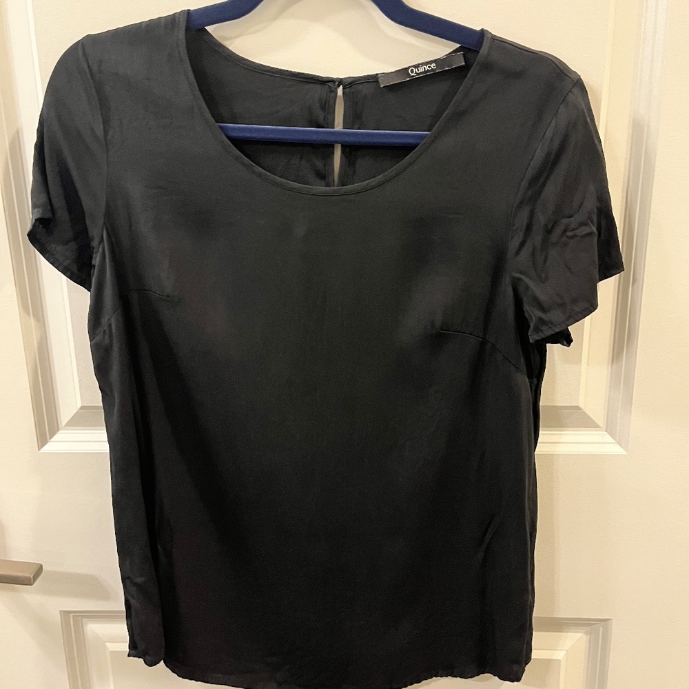 Quince Washable Silk Shirt in black